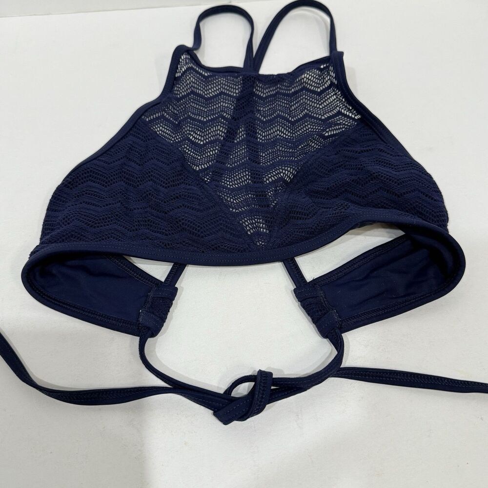 Aerie Cropped Helter Neck Blue Lace Swimsuit Top Size SP Adjustable - Picture 16 of 16